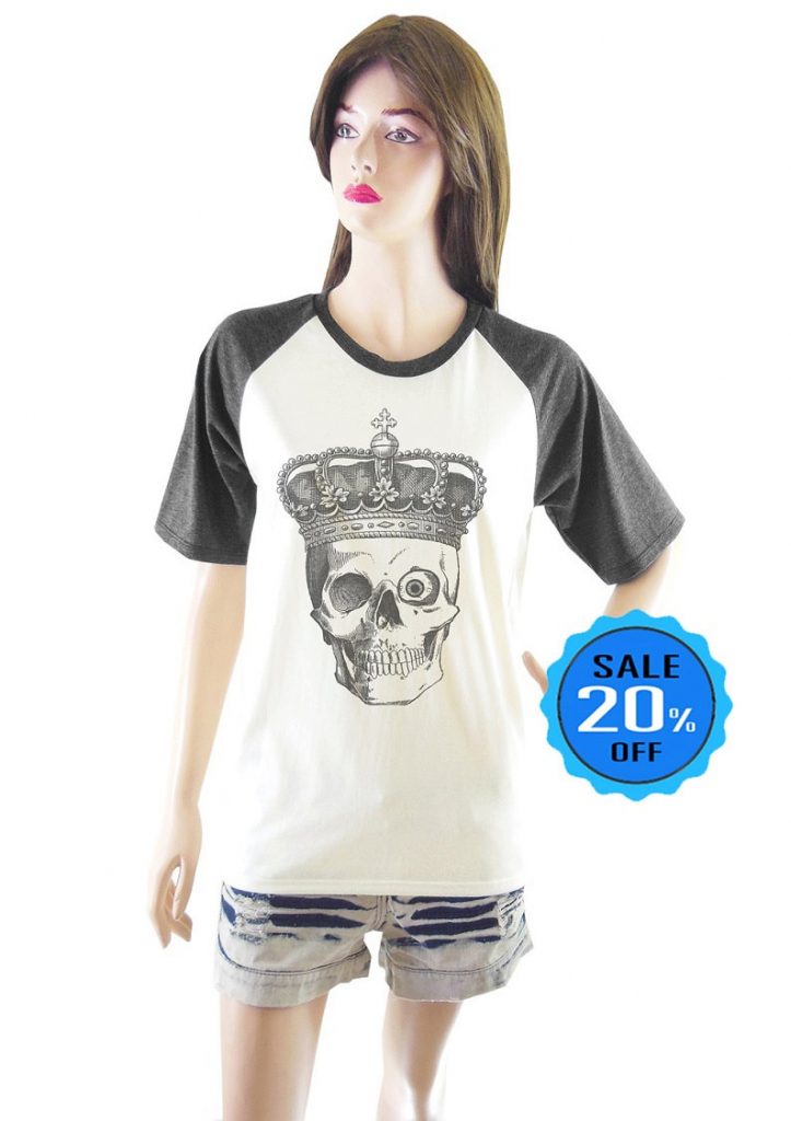 Skull Halloween Crown Tshirt graphic top women t shirt short sleeve tshirt unisex tshirt size S M L