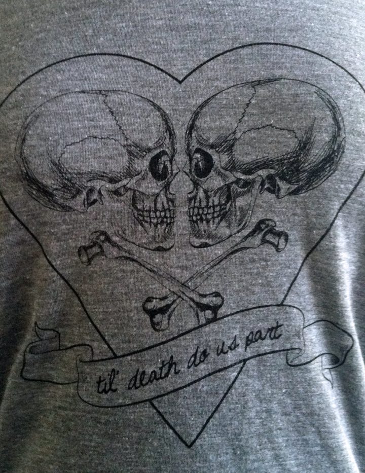 Til Death Do Us Part T-Shirt - Love Skulls -  Ladies SOFT American Apparel Shirt - Available in sizes S, M, L, XL