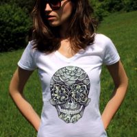 Skull TShirt Skull Tee Shirts Sugar Skull Shirts Sugar Skull T Shirt Skull Clothing Women Lady V Neck Hipster Tees Shirt