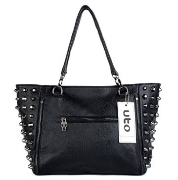 Women's PU Leather Tote Bag – Studded Rivet Shoulder Bag With Chain Strap | Satchel Purse For Work & Shopping