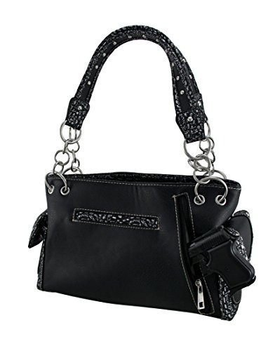 Embroidered Concealed Carry Rhinestone Skull Studded Purse